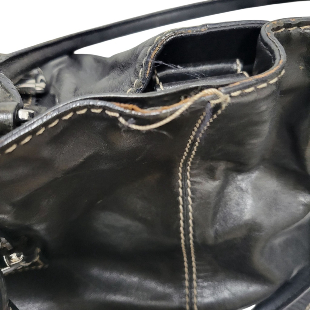 Michael Kors Women's Brookville Drawstring Black Shoulder Satchel Bag - Picture 10 of 15